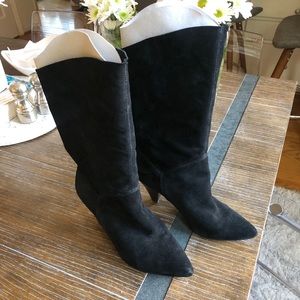 Steve Madden Black Suede Slouch Boots 8